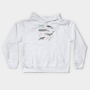 Whales in the Ocean Pattern Kids Hoodie